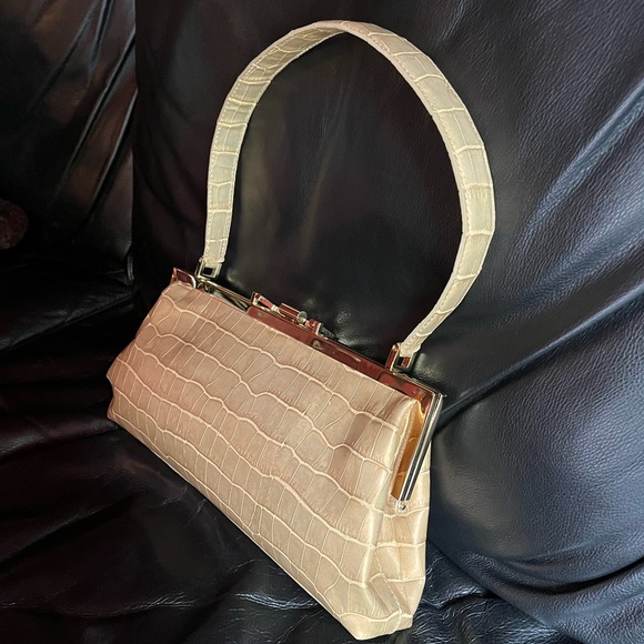 Fabulous Jones New York Croc Embossed Leather Evening Bag - Vintage - Picture 8 of 11